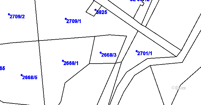 Parcela st. 2668/3 v KÚ Jílové u Děčína, Katastrální mapa
