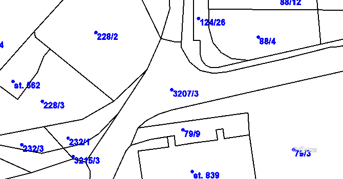 Parcela st. 3207/3 v KÚ Jílové u Děčína, Katastrální mapa