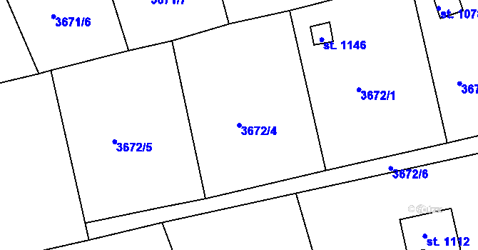 Parcela st. 3672/4 v KÚ Jílové u Děčína, Katastrální mapa