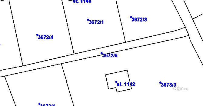 Parcela st. 3672/6 v KÚ Jílové u Děčína, Katastrální mapa