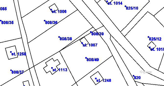 Parcela st. 1007 v KÚ Jílové u Děčína, Katastrální mapa