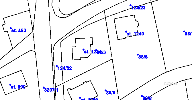 Parcela st. 88/3 v KÚ Jílové u Děčína, Katastrální mapa