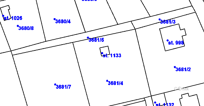 Parcela st. 1133 v KÚ Jílové u Děčína, Katastrální mapa