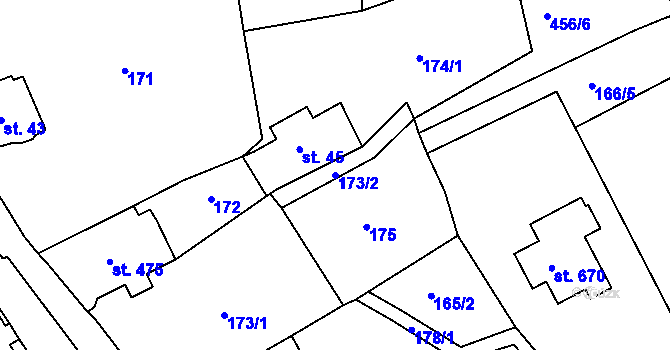 Parcela st. 173/2 v KÚ Jílové u Děčína, Katastrální mapa