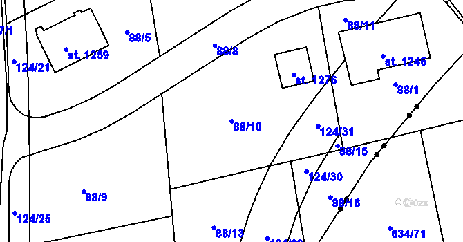 Parcela st. 88/10 v KÚ Jílové u Děčína, Katastrální mapa