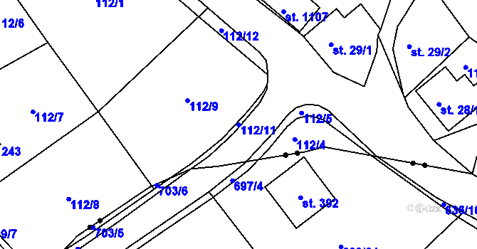 Parcela st. 112/11 v KÚ Jílové u Děčína, Katastrální mapa