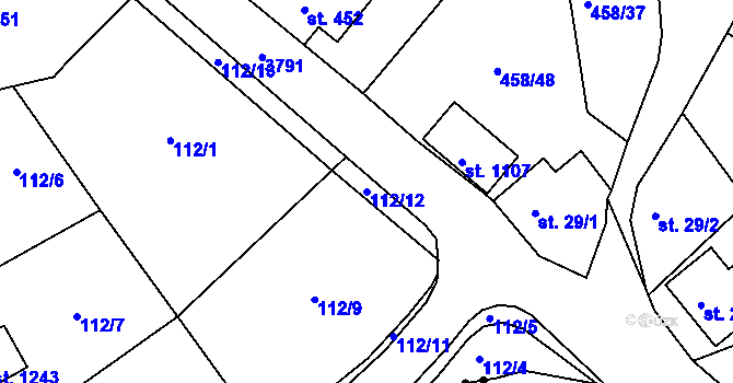 Parcela st. 112/12 v KÚ Jílové u Děčína, Katastrální mapa