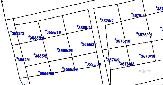 Parcela st. 3555/27 v KÚ Jílové u Děčína, Katastrální mapa