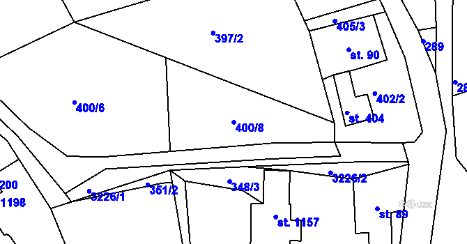 Parcela st. 400/8 v KÚ Jílové u Děčína, Katastrální mapa