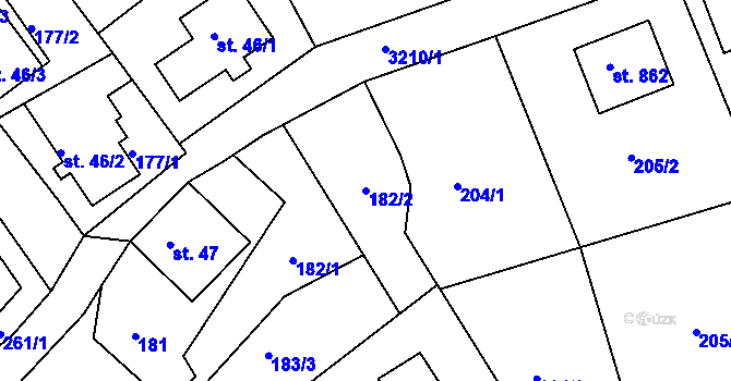 Parcela st. 182/2 v KÚ Jílové u Děčína, Katastrální mapa