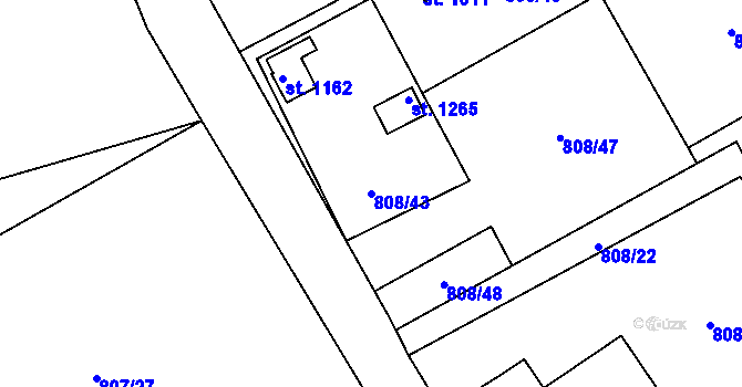 Parcela st. 808/43 v KÚ Jílové u Děčína, Katastrální mapa