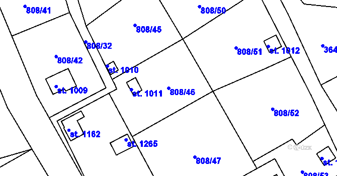 Parcela st. 808/46 v KÚ Jílové u Děčína, Katastrální mapa