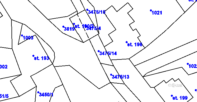 Parcela st. 3475/14 v KÚ Jílové u Děčína, Katastrální mapa
