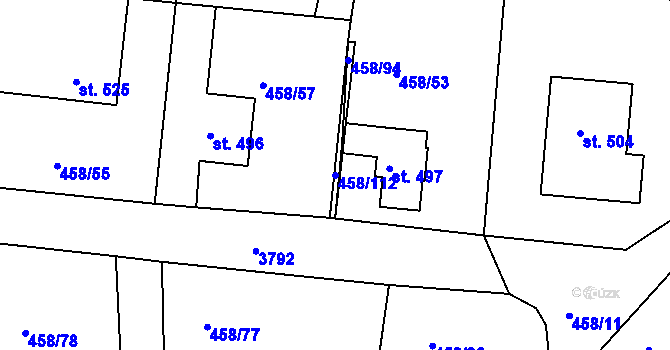 Parcela st. 458/112 v KÚ Jílové u Děčína, Katastrální mapa