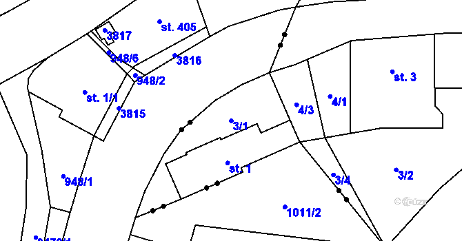 Parcela st. 3/1 v KÚ Martiněves u Děčína, Katastrální mapa