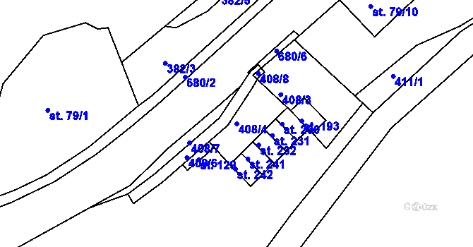 Parcela st. 408/4 v KÚ Martiněves u Děčína, Katastrální mapa