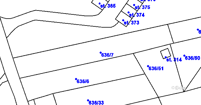 Parcela st. 636/7 v KÚ Martiněves u Děčína, Katastrální mapa