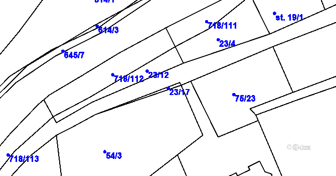 Parcela st. 23/17 v KÚ Martiněves u Děčína, Katastrální mapa