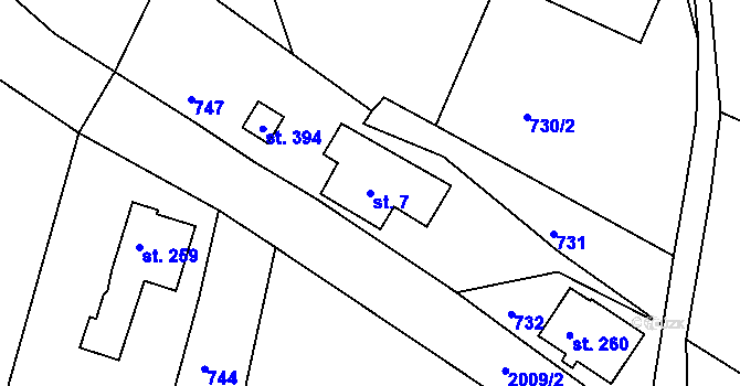 Parcela st. 7 v KÚ Jílové u Držkova, Katastrální mapa
