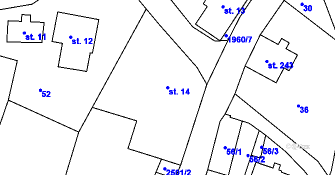 Parcela st. 14 v KÚ Jílové u Držkova, Katastrální mapa
