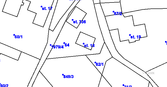 Parcela st. 18 v KÚ Jílové u Držkova, Katastrální mapa
