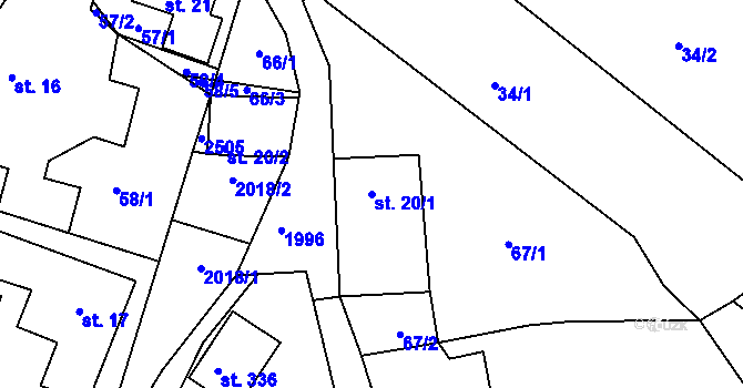 Parcela st. 20/1 v KÚ Jílové u Držkova, Katastrální mapa