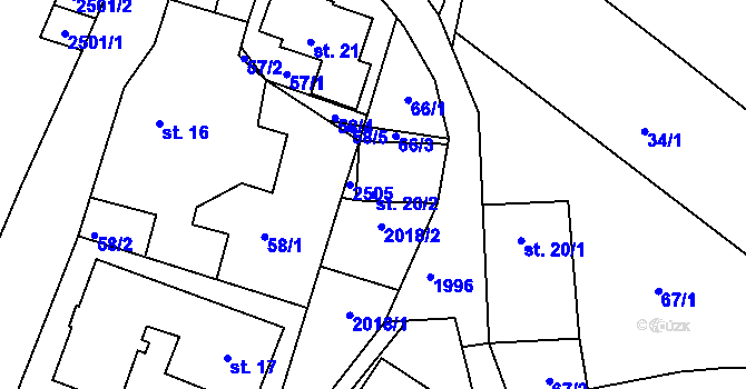 Parcela st. 20/2 v KÚ Jílové u Držkova, Katastrální mapa