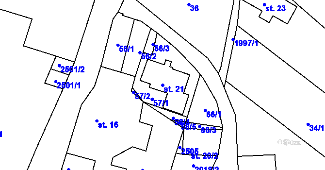 Parcela st. 21 v KÚ Jílové u Držkova, Katastrální mapa