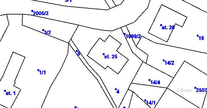 Parcela st. 25 v KÚ Jílové u Držkova, Katastrální mapa
