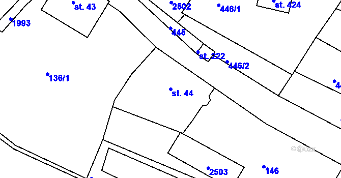 Parcela st. 44 v KÚ Jílové u Držkova, Katastrální mapa