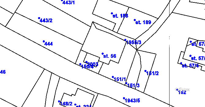 Parcela st. 56 v KÚ Jílové u Držkova, Katastrální mapa