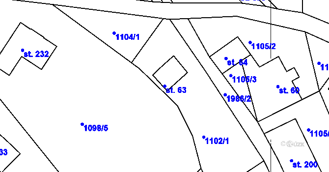 Parcela st. 63 v KÚ Jílové u Držkova, Katastrální mapa