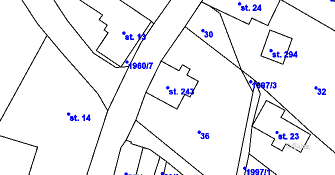 Parcela st. 243 v KÚ Jílové u Držkova, Katastrální mapa