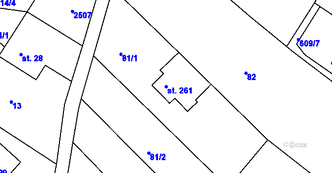 Parcela st. 261 v KÚ Jílové u Držkova, Katastrální mapa