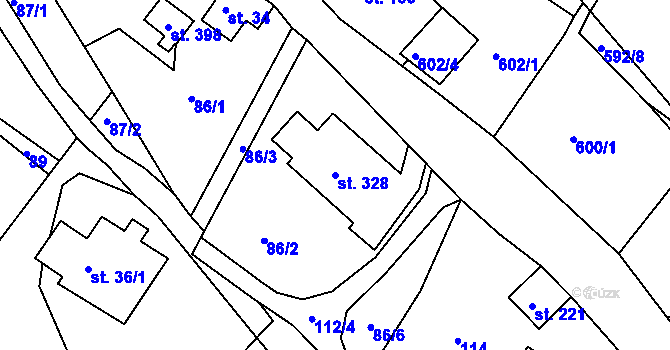 Parcela st. 328 v KÚ Jílové u Držkova, Katastrální mapa