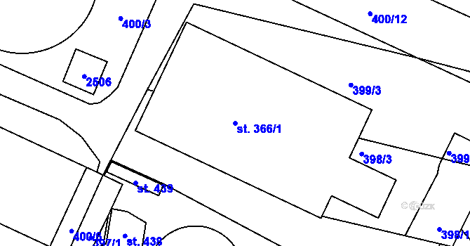 Parcela st. 366/1 v KÚ Jílové u Držkova, Katastrální mapa
