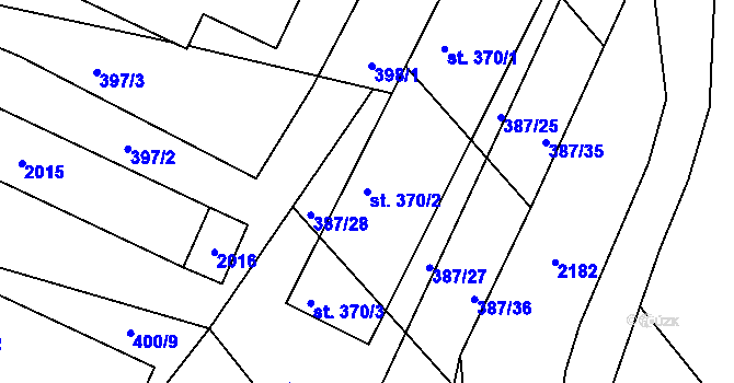 Parcela st. 370/2 v KÚ Jílové u Držkova, Katastrální mapa