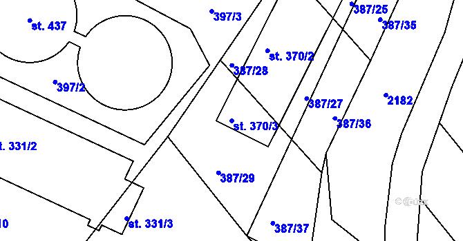 Parcela st. 370/3 v KÚ Jílové u Držkova, Katastrální mapa