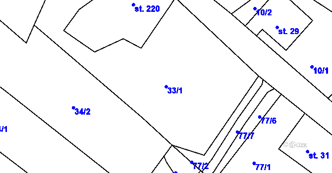 Parcela st. 33/1 v KÚ Jílové u Držkova, Katastrální mapa