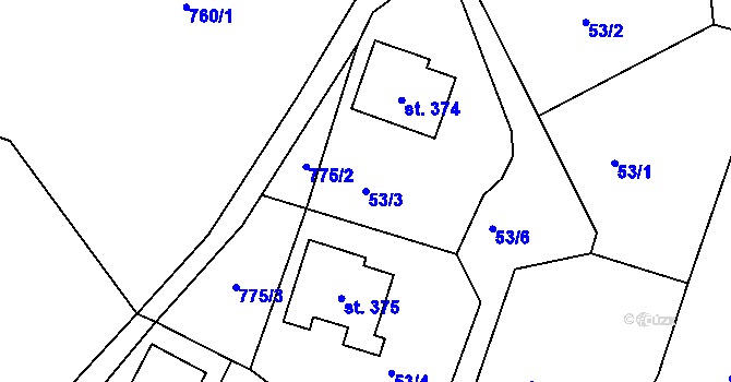 Parcela st. 53/3 v KÚ Jílové u Držkova, Katastrální mapa