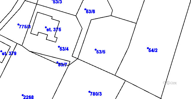 Parcela st. 53/5 v KÚ Jílové u Držkova, Katastrální mapa