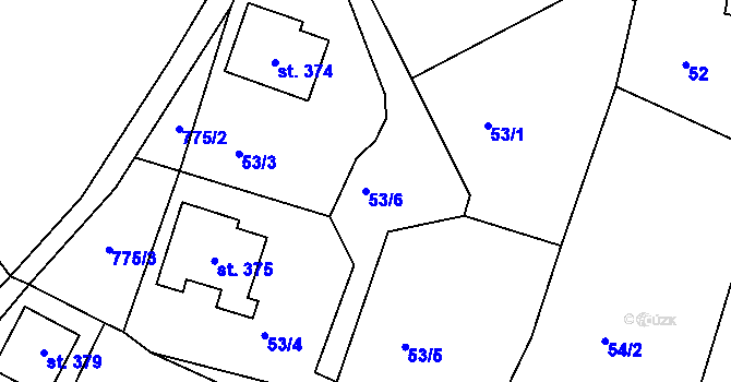 Parcela st. 53/6 v KÚ Jílové u Držkova, Katastrální mapa