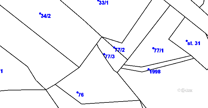 Parcela st. 77/3 v KÚ Jílové u Držkova, Katastrální mapa