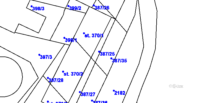 Parcela st. 387/25 v KÚ Jílové u Držkova, Katastrální mapa