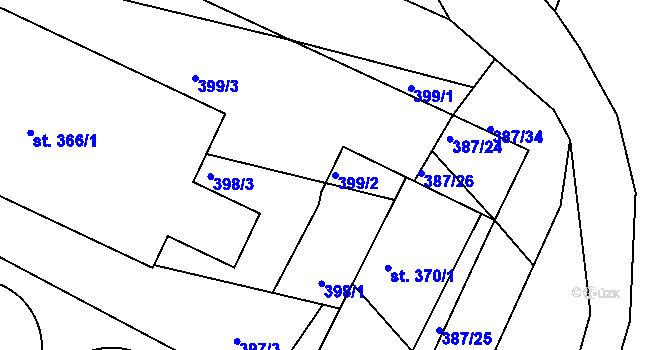 Parcela st. 399/2 v KÚ Jílové u Držkova, Katastrální mapa
