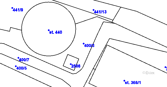 Parcela st. 400/3 v KÚ Jílové u Držkova, Katastrální mapa