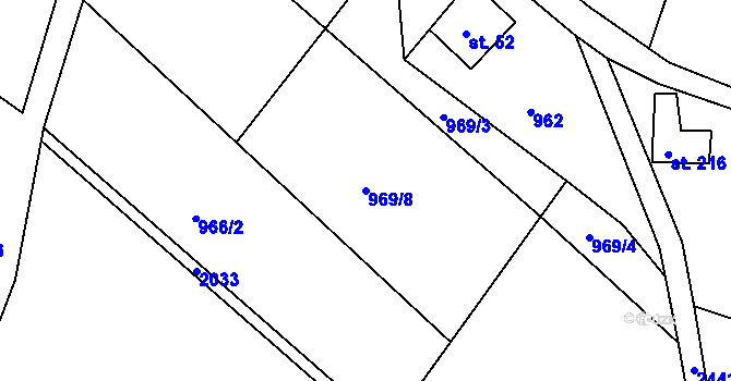 Parcela st. 969/8 v KÚ Jílové u Držkova, Katastrální mapa