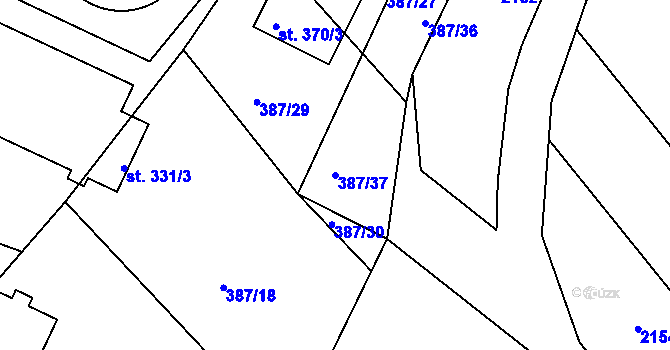 Parcela st. 387/37 v KÚ Jílové u Držkova, Katastrální mapa