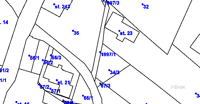 Parcela st. 1997/1 v KÚ Jílové u Držkova, Katastrální mapa