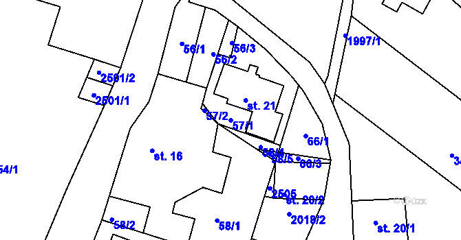 Parcela st. 57/1 v KÚ Jílové u Držkova, Katastrální mapa